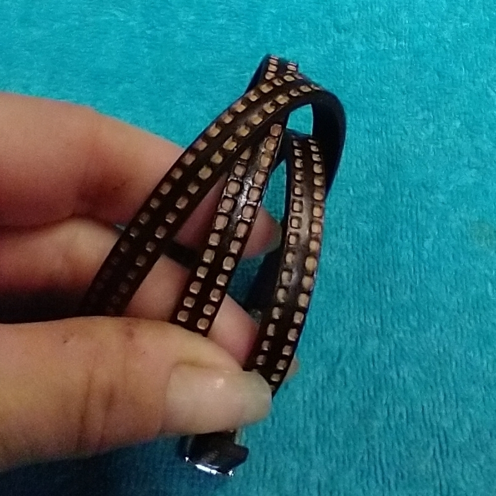 Brown Faux Leather Wrap Buckle Bracelet